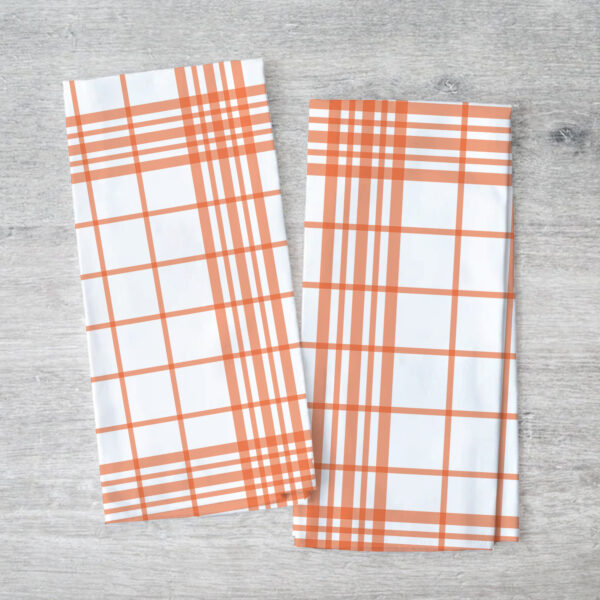 Cotton Hand Towels, Face Towels, Tea Towels, Travel, Gym, Lunch Towel, Pack of 2, 100% Cotton, Size 70 cm x 50 cm, Handloom, Color White and Orange